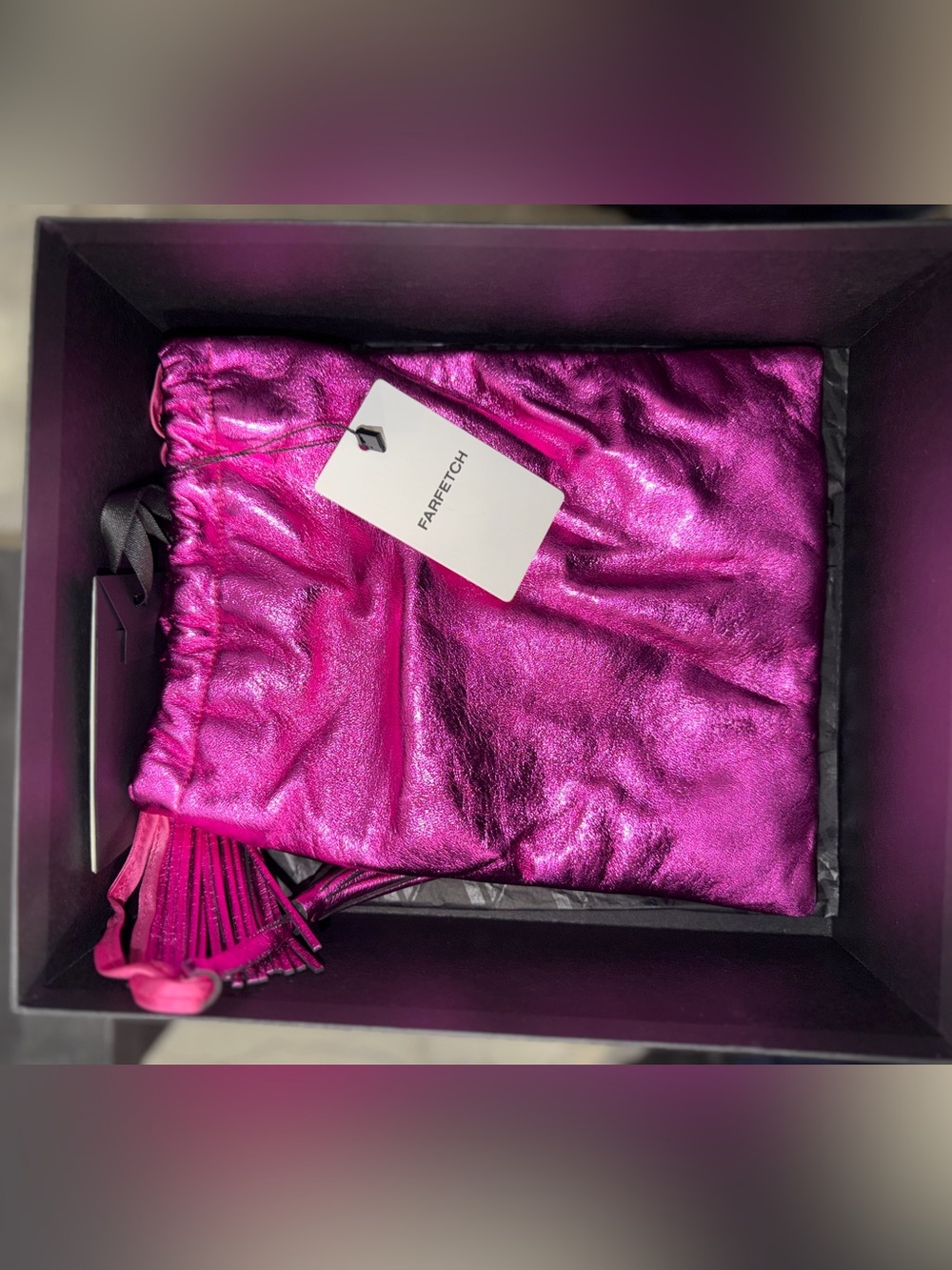 The Attico Metallic Fuchsia Drawstring Pouch